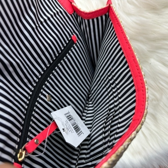 NWT KATE SPADE NEW YORK LEATHER TRIMMED RAFFA STRAW— WOVEN BOW CLUTCH - Picture 8 of 13